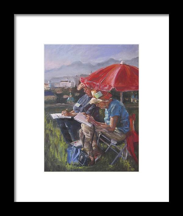 V.n.ross Framed Print featuring the painting Mary and Deyls in Salzberg by Vicki Ross