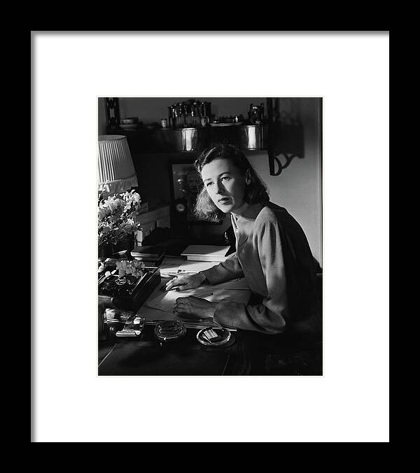 Indoors Framed Print featuring the photograph Mary Cushing At A Desk by Horst P. Horst