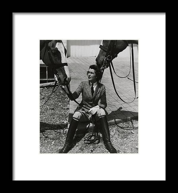 Accessories Framed Print featuring the photograph Mary Goetchius With Horses by Toni Frissell