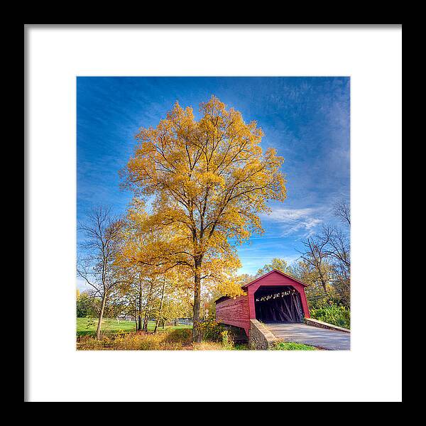 Autumn Framed Print featuring the photograph Maryland Covvered Bridge in Autumn by Patrick Wolf