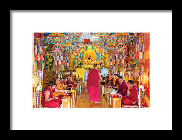 Young Men Framed Print featuring the photograph Matho Monastery, Indus Valley Near Leh by Peter Adams