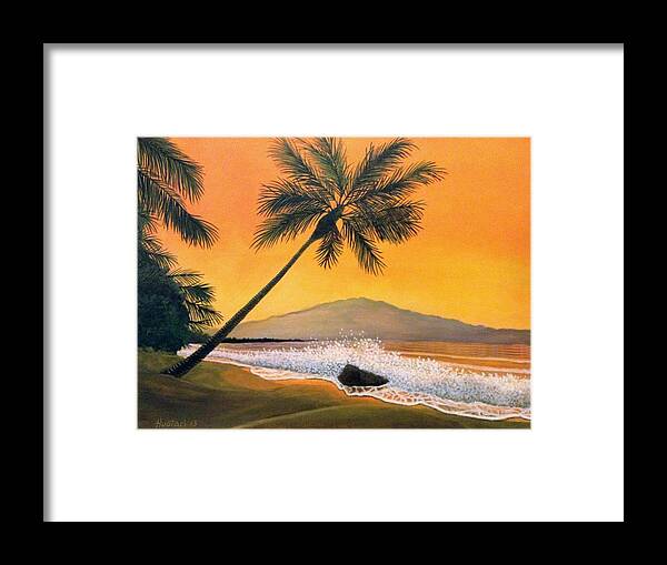 Rick Huotari Framed Print featuring the painting Maui Sunset by Rick Huotari