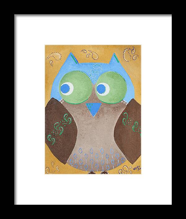 Owls Framed Print featuring the painting Maverick the Owl by Wendy May