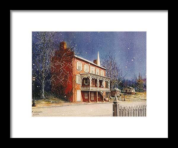 Architectural Art Framed Print featuring the painting May House in Winter by Melodye Whitaker