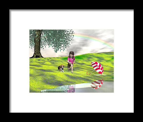 Rain Framed Print featuring the digital art May You Jump in Puddles by Michele Wilson
