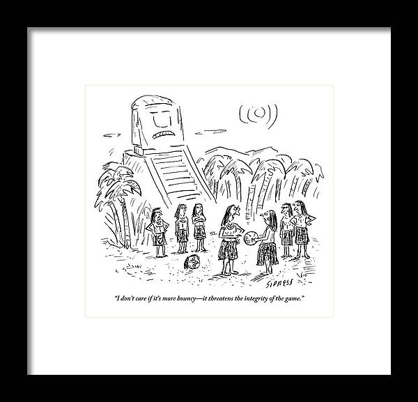 Balls Framed Print featuring the drawing Mayans Play A Primitive Version Of Basketball by David Sipress