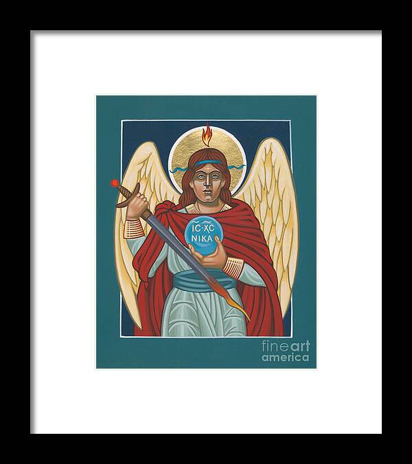 Archangel Michael Framed Print featuring the painting Maya's Archangel Michael 278 by William Hart McNichols