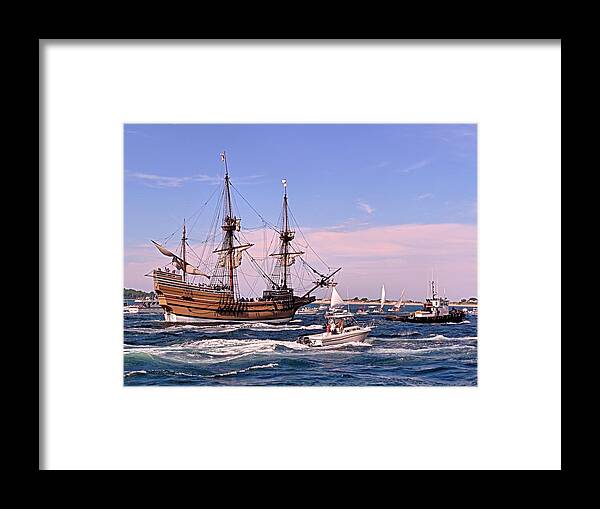 Mayflower Ii Framed Print featuring the photograph Mayflower II out to sea by Janice Drew