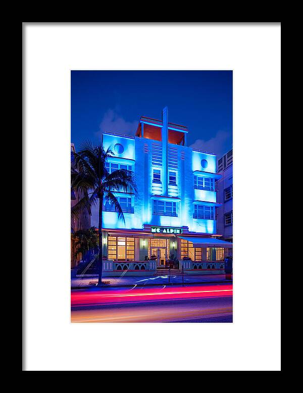 Mcalpin Framed Print featuring the photograph McAlpin Hotel AT Dawn Art Deco- South Beach Miami Beach Florida by Silvio Ligutti