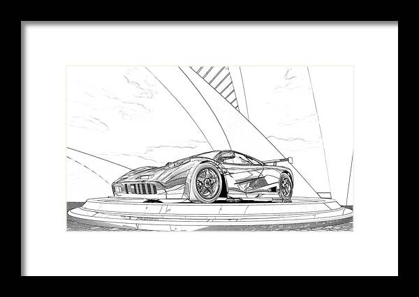Mclaren F1 Sketch Framed Print featuring the digital art Mclaren F1 Sketch by Louis Ferreira