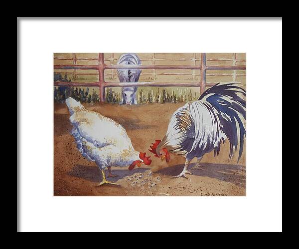 Chickens Framed Print featuring the painting Me First by Barbara Parisien