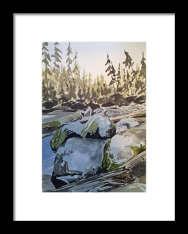 Landscape Framed Print featuring the painting Meatrack Creek Montana by Robert Fugate