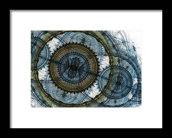 Time Framed Print featuring the digital art Mechanical circles by Martin Capek