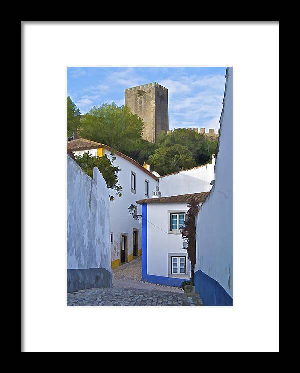 Blue Framed Print featuring the photograph Medieval Castle of Obidos by David Letts