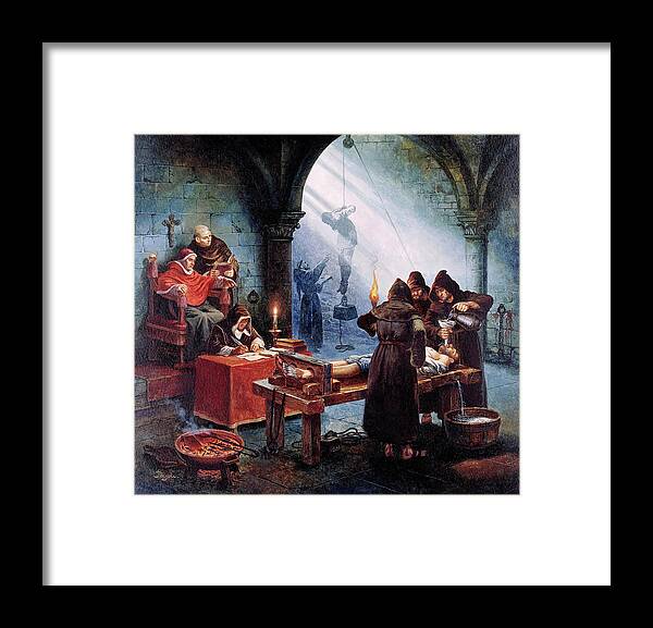 Human Framed Print featuring the photograph Medieval Inquisition by Christian Jegou Publiphoto Diffusion/ Science Photo Library