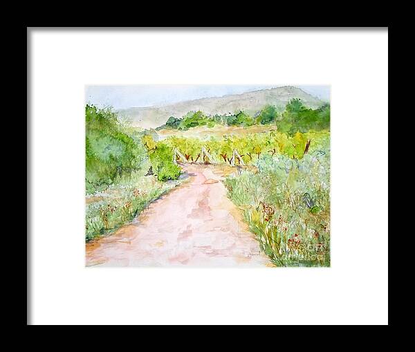 Path Framed Print featuring the painting Medjugorje Path To Apparition Hill by Vicki Housel