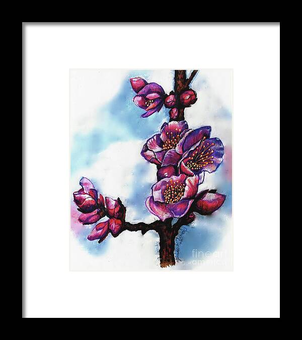 Floral Painting Framed Print featuring the painting Mei by Linda Simon