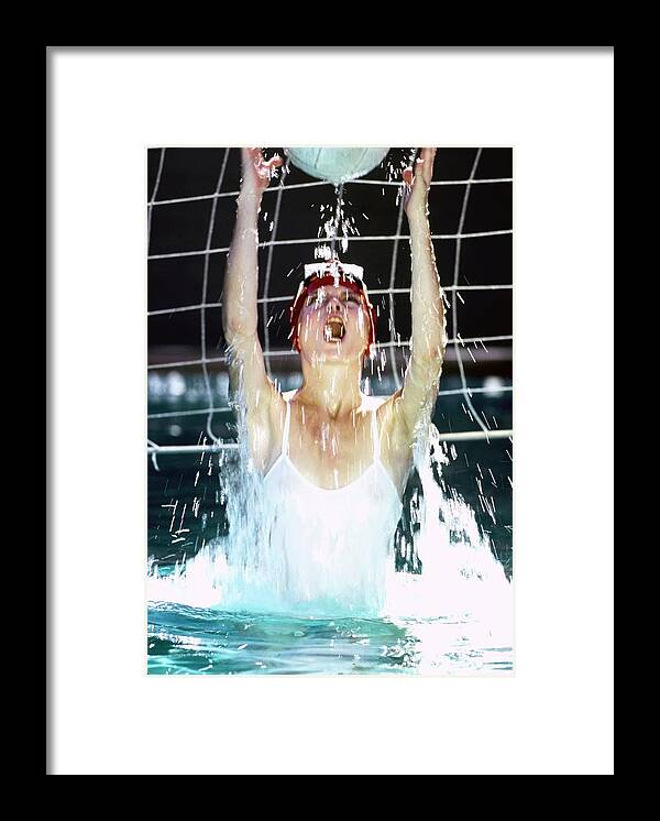 Health Framed Print featuring the photograph Melanie Cain Playing Water Volleyball by Jacques Malignon