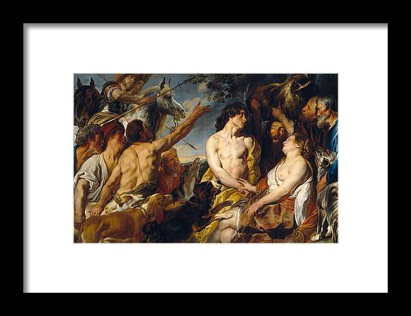 Jacob Jordaens Framed Print featuring the painting Meleager and Atalante by Jacob Jordaens