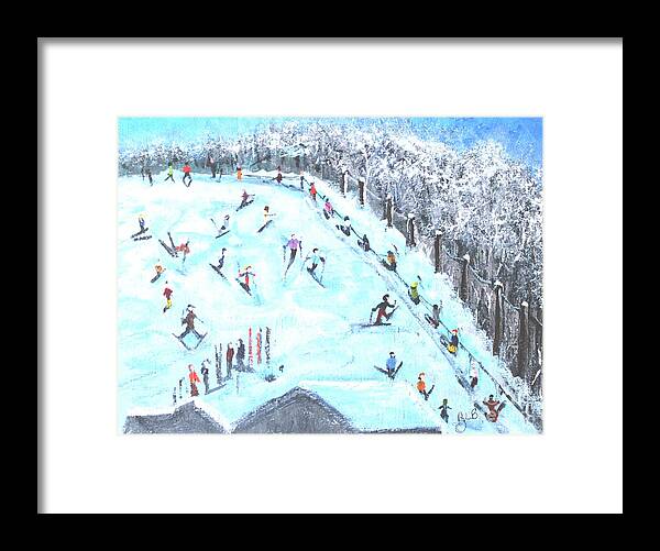 Skiing Framed Print featuring the painting Memories of Skiing by Rita Brown