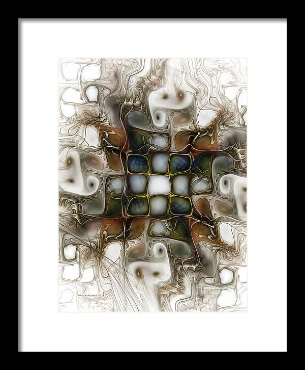 Abstract Framed Print featuring the digital art Memory Boxes-Fractal Art by Karin Kuhlmann
