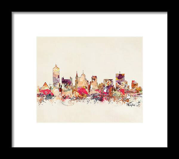 Memphis City Skyline Framed Print featuring the painting Memphis Tennessee by Bri Buckley