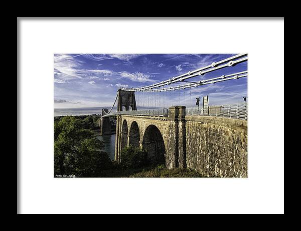 Bridge Framed Print featuring the photograph Menai Bridge Wales by Fran Gallogly