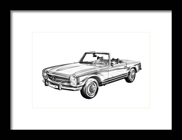 Mercedes Benz 280 Framed Print featuring the photograph Mercedes Benz 280 SL Convertible Illustration by Keith Webber Jr