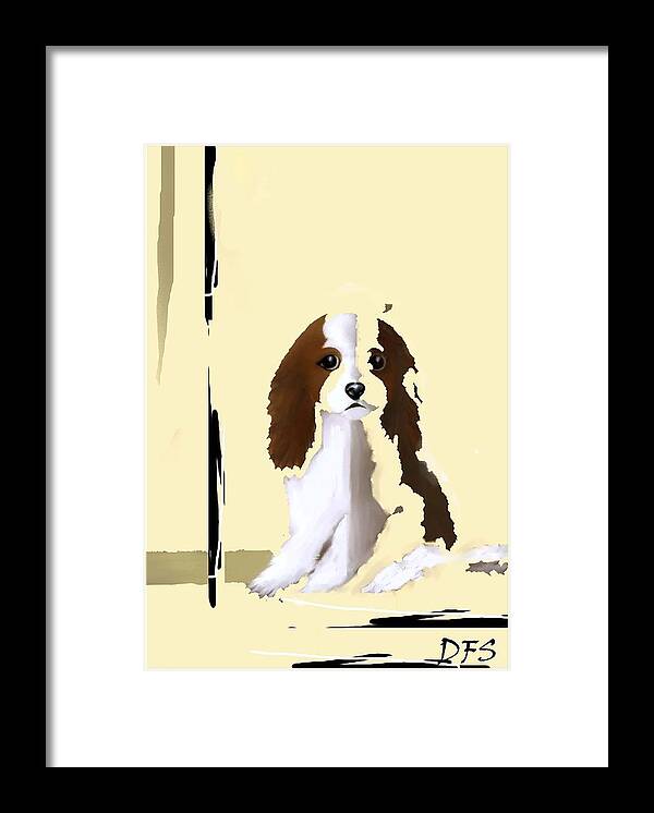 Diane Strain Framed Print featuring the painting Mercedes - Our Cavalier King Charles Spaniel No. 7 by Diane Strain