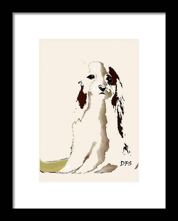 Diane Strain Framed Print featuring the painting Mercedes - Our Cavalier King Charles Spaniel No. 9 by Diane Strain