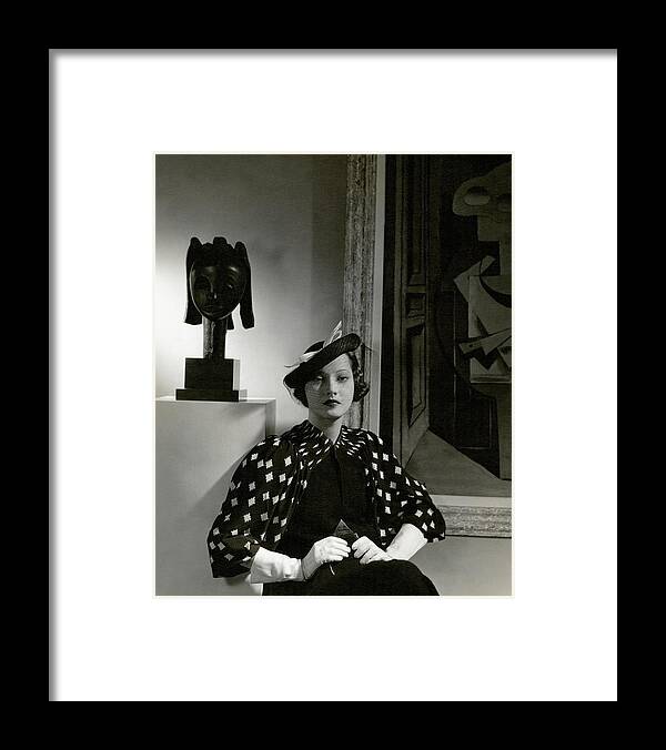 Accessories Framed Print featuring the photograph Merle Oberon Wearing A Printed Dress by Edward Steichen