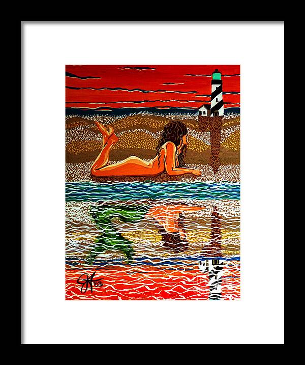 Nude Framed Print featuring the painting Mermaid Day Dreaming by Jackie Carpenter