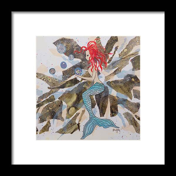 Mermaid Framed Print featuring the painting Mermaid by Phiddy Webb