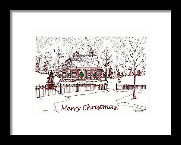 Christmas Framed Print featuring the drawing Merry Christmas by Lizi Beard-Ward