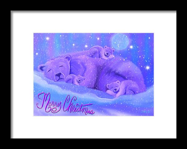 Polar Bears Framed Print featuring the painting Merry Christmas by Nick Gustafson