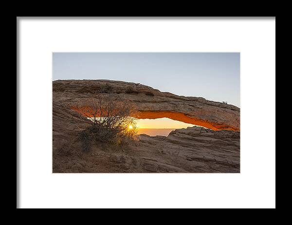 Mesa Arch Sunrise Canyonlands National Park Moab Utah Framed Print featuring the photograph Mesa Arch Sunrise 3 - Canyonlands National Park - Moab Utah by Brian Harig