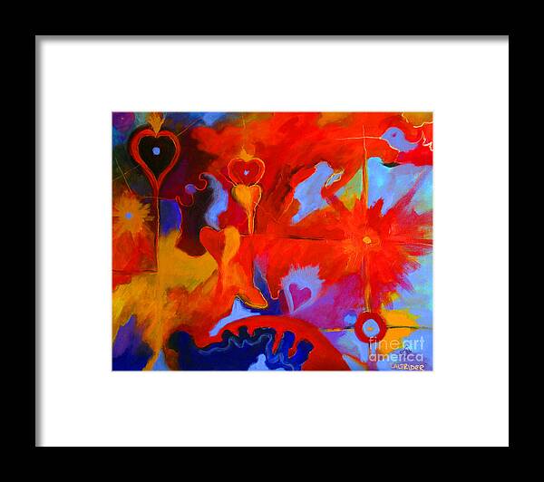 Abstract Framed Print featuring the painting Message of Love by Alison Caltrider