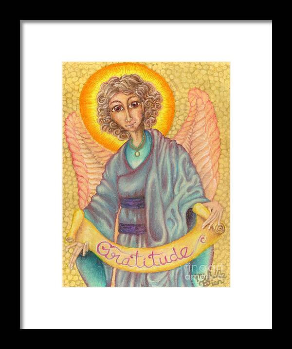 Angels Framed Print featuring the drawing Messenger of Gratitude by Michelle Bien