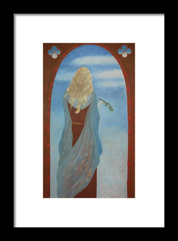 Woman Framed Print featuring the painting Messenger by Tone Aanderaa