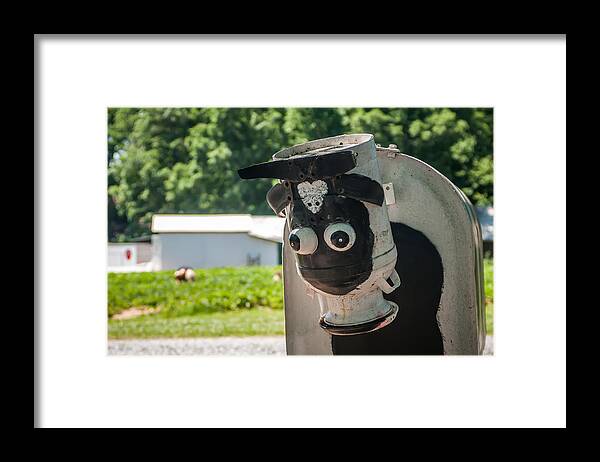 Animal Framed Print featuring the photograph Metal Cow On Farm by Alex Grichenko