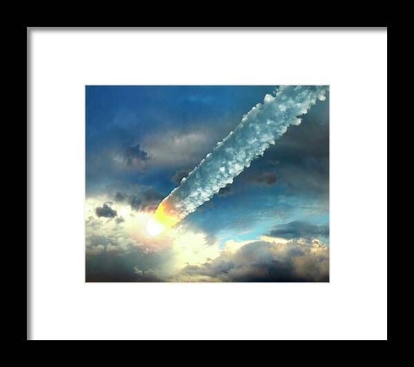 Risk Framed Print featuring the digital art Meteor In The Earths Atmosphere, Artwork by Roger Harris