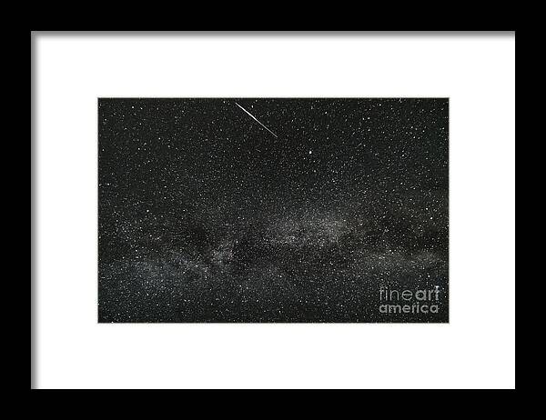 Meteor Framed Print featuring the photograph Meteor with The Milky Way by Patrick Fennell