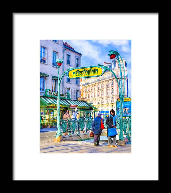 Paris Framed Print featuring the photograph Metropolitain - Parisian Subway Street Scene by Mark Tisdale