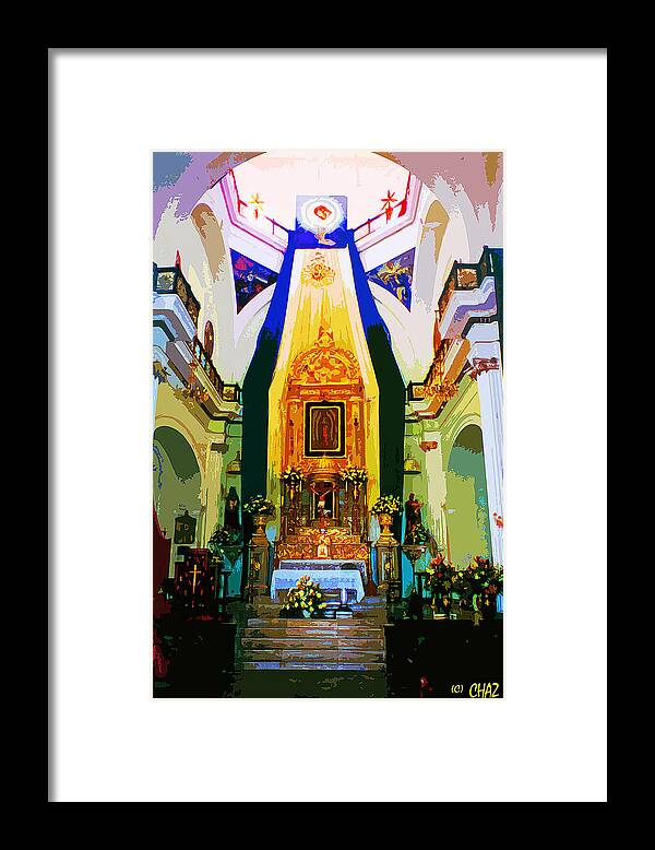 Religion Framed Print featuring the painting Mexico Cathedral Alter by CHAZ Daugherty