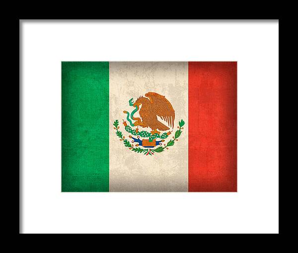 Mexico Flag Vintage Distressed Finish Framed Print featuring the mixed media Mexico Flag Vintage Distressed Finish by Design Turnpike