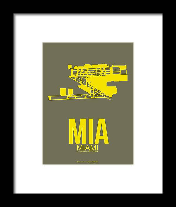 Miami Framed Print featuring the digital art MIA Miami Airport Poster 1 by Naxart Studio