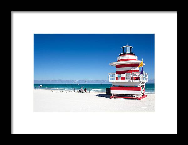 Miami Beach Framed Print featuring the photograph Lifeguard House in Miami Beach Series 12 by Carlos Diaz
