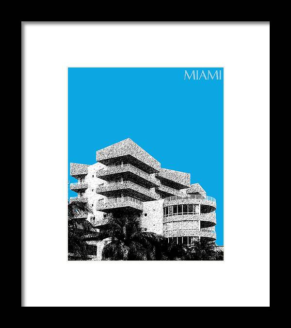 Architecture Framed Print featuring the digital art Miami Skyline Art Deco District - Ice Blue by DB Artist
