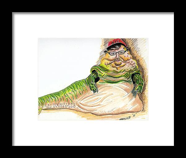 Michael Moore Framed Print featuring the drawing Michael Moore by Chris Benice