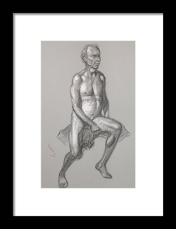 Realism Framed Print featuring the drawing Michael Seated #1 by Donelli DiMaria